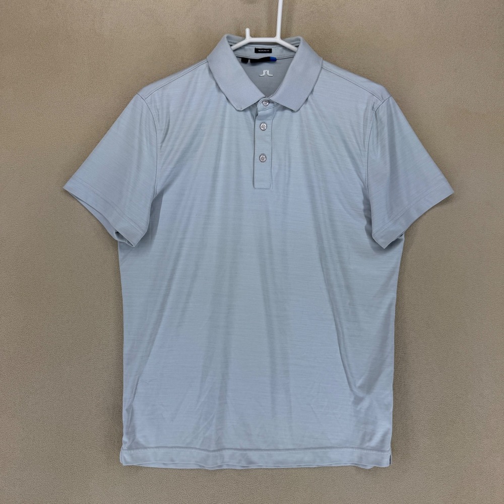J. Lindeberg Mens L‎ Light Blue Regular Fit Jersey Polo Shirt Short Sleeve